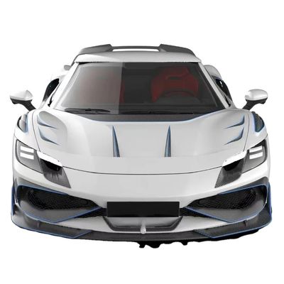 296GTB Ferrari Kit Car Body 2021 Dry Carbon Fiber Front Lip Car Front Bumper Diffuser