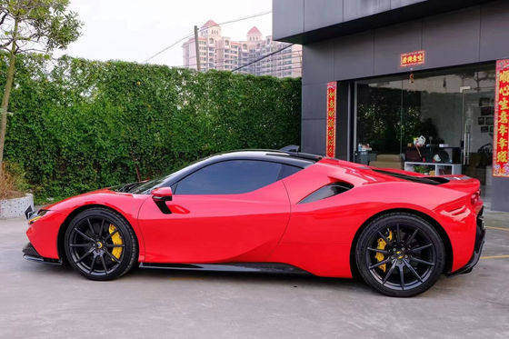 For Ferrari SF90 Dry Carbon Fiber Body Kit SF90 OEM Style Carbon Fiber Front Lip Diffuser Spoiler Side Skirt