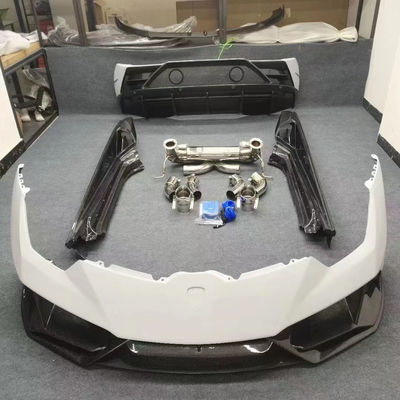 White EVO Style Carbon Fiber Body Kit Replace Front And Rear Bumper Evo Widebody Kit