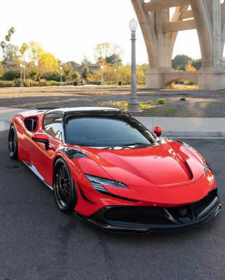 For Ferrari SF90 Carbon Fiber Body Kit SF90 Upgrade RYFT Style Jump Down Front Lip Diffuser Spoiler Body Kit