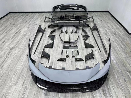 Blue F8 Ferrari Body Kit F8 MSY Style Front Bumper Lip Body Kit Spoiler Side Skirts
