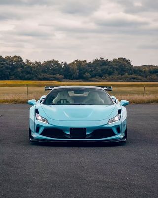 F8 Ferrari Auto Body Kit LB Style Blue Carbon Fiber Spoiler Lip Wide Body Kit Wheel Arch