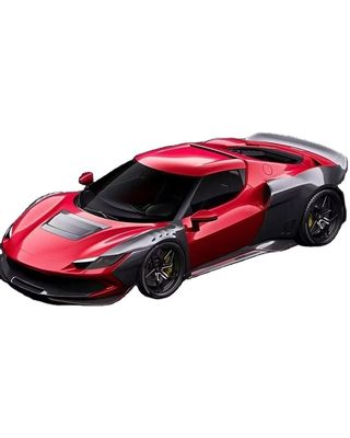 Red Ferrari 296 Automobile Body Kit ZE Style Diffuser Carbon Fiber Front Lip Spoiler