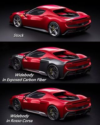Red Ferrari 296 Automobile Body Kit ZE Style Diffuser Carbon Fiber Front Lip Spoiler