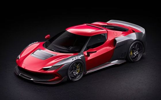 Red Ferrari 296 Automobile Body Kit ZE Style Diffuser Carbon Fiber Front Lip Spoiler