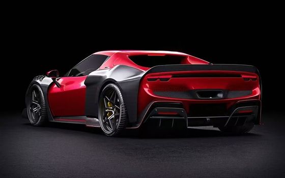 Red Ferrari 296 Automobile Body Kit ZE Style Diffuser Carbon Fiber Front Lip Spoiler