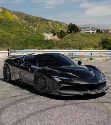SF90 Ferrari Carbon Fiber Body Kit 1016 Style Front Lip Air Intake Black Spoiler Fender
