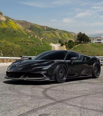 SF90 Ferrari Carbon Fiber Body Kit 1016 Style Front Lip Air Intake Black Spoiler Fender