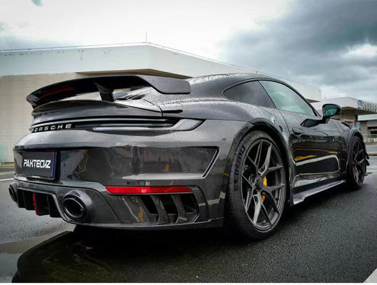 For Porsche 992 Turbo Carbon Fiber Spoiler 992 Turbo Upgrade Paktechz Style Carbon Fiber Tail Cover Spoiler