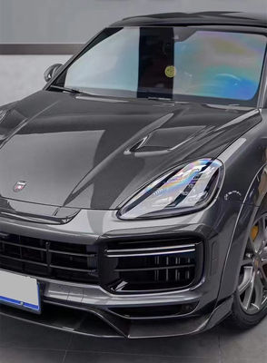 For Porsche Cayenne Carbon Fiber Wide Body Kit  Cayenne Upgrades MSY-style Carbon Fiber Front Lip Diffuser Spoiler Hood