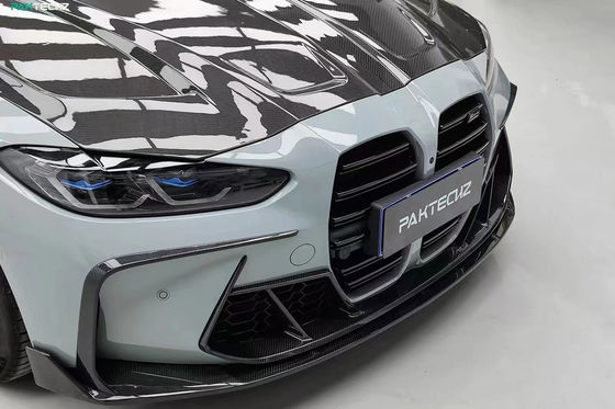 For BMW G80 G82M3 M4 Carbon Fiber Body Kit G80 G82M3 M4 Upgraded Paktechz Style Front Lip Diffuser Spoiler Hood