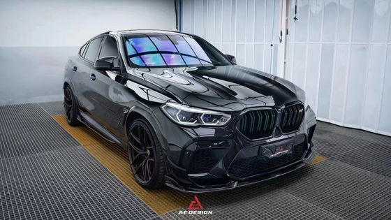 For BMW X6M F96 Carbon Fiber Body Kit  X6M F96 Upgrades the AE Style Carbon Fiber Front Lip Diffuser Spoiler