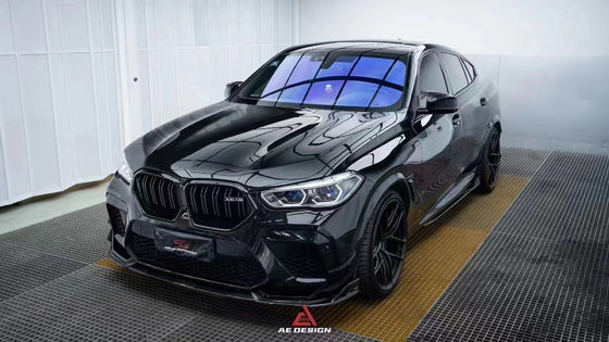 For BMW X6M F96 Carbon Fiber Body Kit  X6M F96 Upgrades the AE Style Carbon Fiber Front Lip Diffuser Spoiler