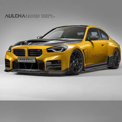 For BMW M2 G87 Carbon Fiber Body Kit M2 Upgraded Paktechz Style Carbon Fiber Front Lip Diffuser Spoiler Hood