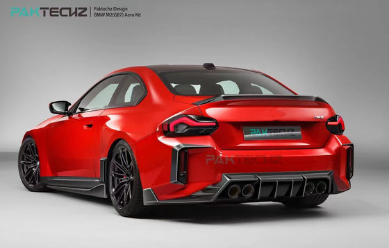 For BMW M2 G87 Carbon Fiber Body Kit M2 Upgraded Paktechz Style Carbon Fiber Front Lip Diffuser Spoiler Hood