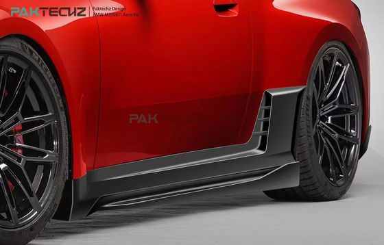 For BMW M2 G87 Carbon Fiber Body Kit M2 Upgraded Paktechz Style Carbon Fiber Front Lip Diffuser Spoiler Hood
