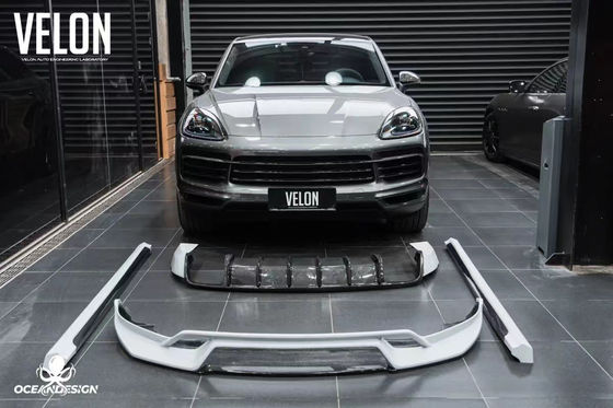 Replacement 2019 Porsche Cayenne Body Kit Side Skirts Dry Carbon Fiber Diffuser Spoiler