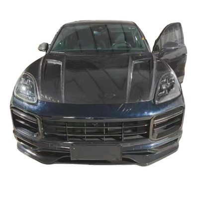 2019 Black Porsche Cayenne Body Kit TH Style Hood Engine Cover Dry Carbon Fiber