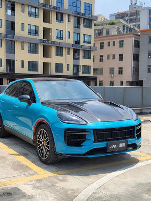 2019 Black Porsche Cayenne Body Kit TH Style Hood Engine Cover Dry Carbon Fiber