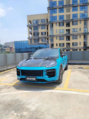 2019 Black Porsche Cayenne Body Kit TH Style Hood Engine Cover Dry Carbon Fiber