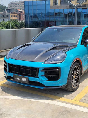 2019 Black Porsche Cayenne Body Kit TH Style Hood Engine Cover Dry Carbon Fiber
