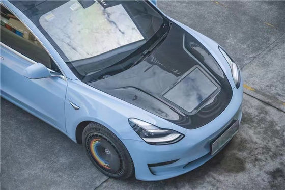 146cm Model 3 Tesla Body Kit Plastic  Transparent Carbon Fiber Hood