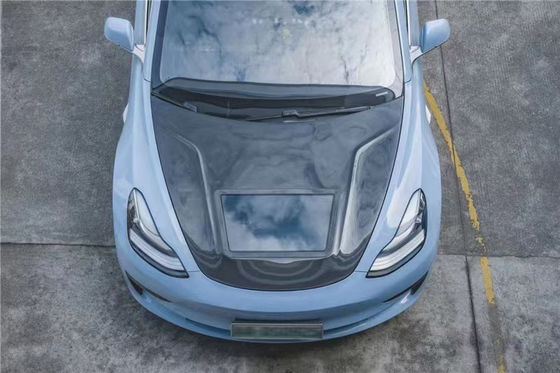 146cm Model 3 Tesla Body Kit Plastic  Transparent Carbon Fiber Hood