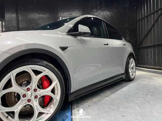 Bright White Model Y Widebody Customized Rear Diffuser Bumper Dry Carbon Fiber