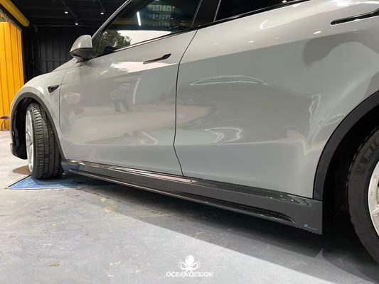 Bright White Model Y Widebody Customized Rear Diffuser Bumper Dry Carbon Fiber