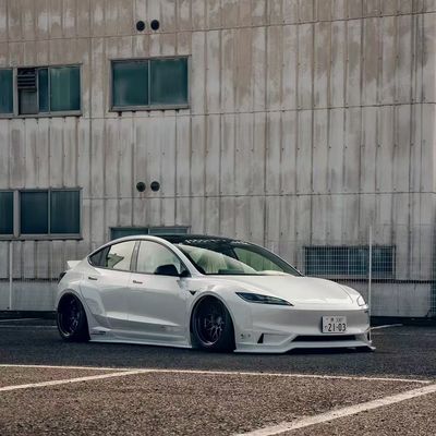 2020- Tesla Body Kit Resin Fiber LB Style Tesla Model 3 Spoiler Front Lip Diffuser