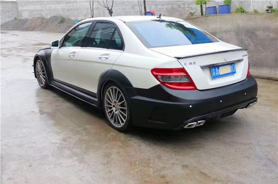 For Mercedes W204 C63 Body Kit W204 Upgraded Black Series Style Front and Rear Bumper Hood Widebody Kit
