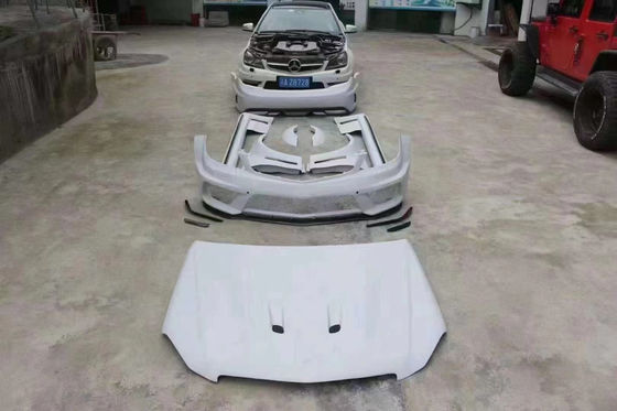 For Mercedes W204 C63 Body Kit W204 Upgraded Black Series Style Front and Rear Bumper Hood Widebody Kit